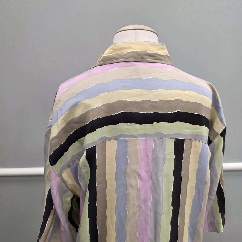 Stacy Adams Multicolor Striped Casual Button Down Shirt Silk - Picture 6 of 9